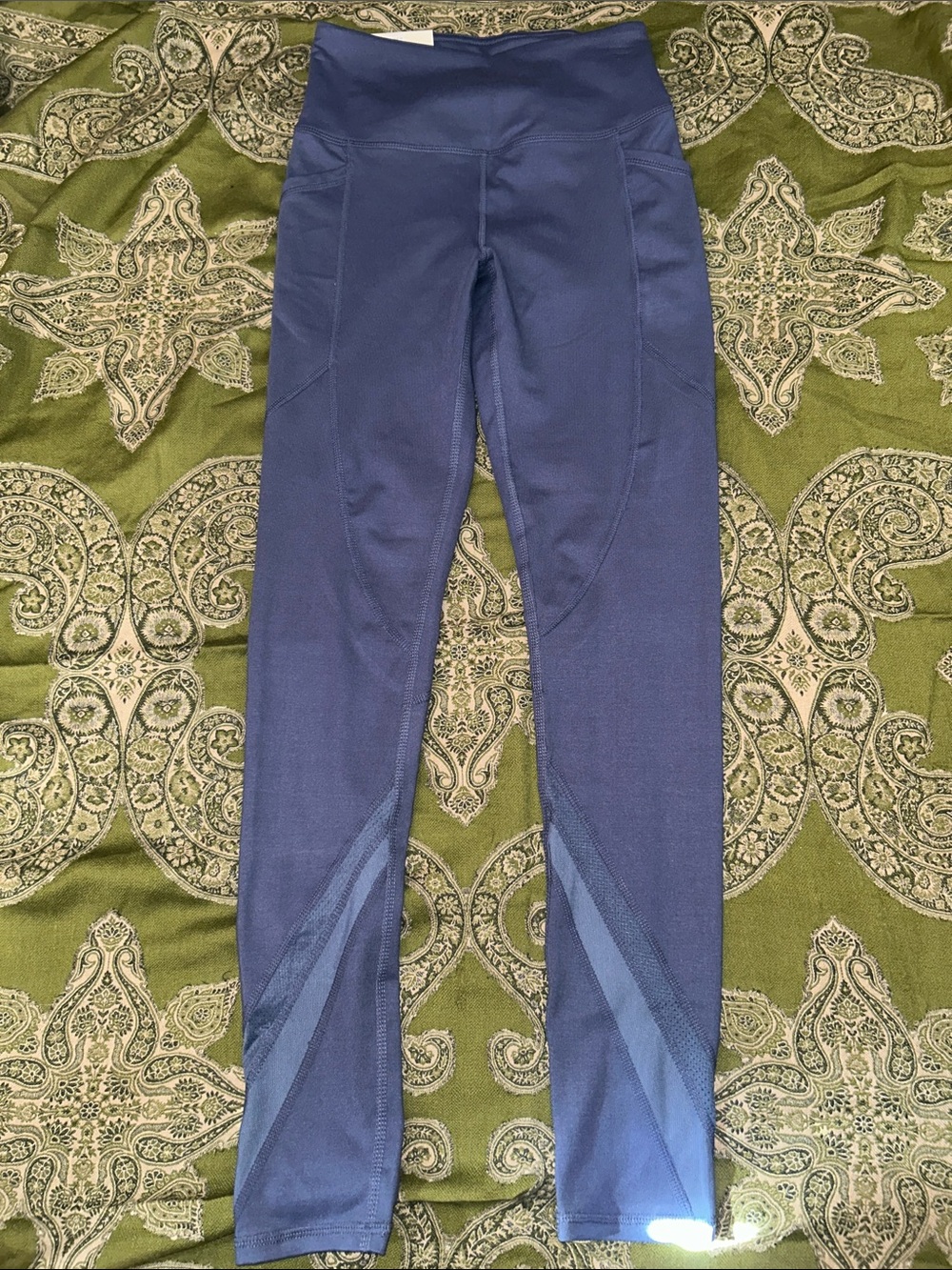 SO Navy Blue High-Waist Leggings with Mesh Inset